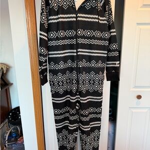 Fabletics the go to Onesie Black and White Patterned Pajama